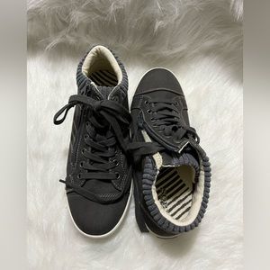 Taos Startup Shoes Size 7.5 Canvas Comfort Zip High Top Lace Up Sneakers Brown